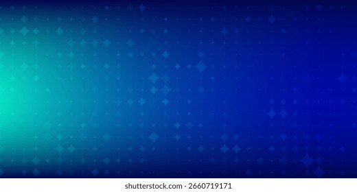 Medio tono con gradación azul-verde, patrón de fondo abstracto, luz de neón que refleja paredes y pisos, colores oscuros, y sentir la velocidad de la tecnología digital conectada con el fondo azul-verde. 