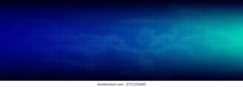 Medio tono con gradación azul-verde, patrón de fondo abstracto, luz de neón que refleja paredes y pisos, colores oscuros, y sentir la velocidad de la tecnología digital conectada con el fondo azul-verde. 