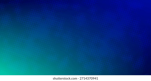 Medio tono con gradación azul-verde, patrón de fondo abstracto, luz de neón que refleja paredes y pisos, colores oscuros, y sentir la velocidad de la tecnología digital conectada con el fondo azul-verde. 