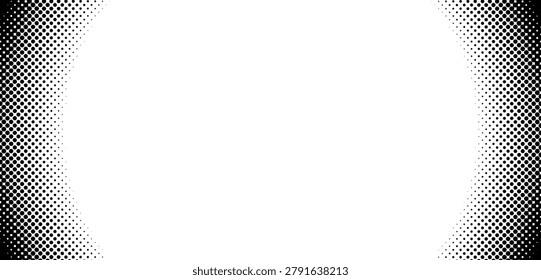 Halftone border pattern with gradient dots on a white background