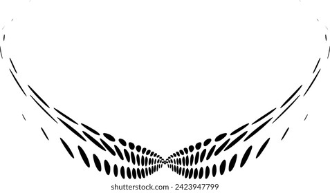 A half-tone border of tied polka dot stripes that gracefully stretch upward. Vector.