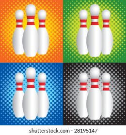 halftone bowling pins
