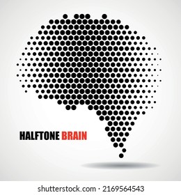 El cerebro de semitono aislado en el fondo blanco. Ilustración del vector