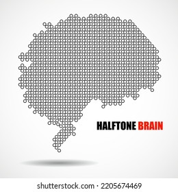 Halftone brain isolated on white background. Vector illustration