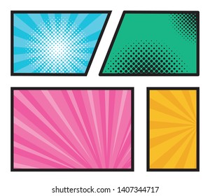 halftone burst geometric frame pop art elements  vector illustration