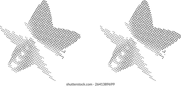 Halftone butterfly duo abstract design element