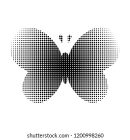 Halftone butterfly isolated on white background.