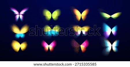 Halftone Butterfly Robot Digital Transformation Growth Transform Logo Concept Set for AI Business Network Tech, Big Data Finance Technology, Innovative Solutions and Discoveries. Vector Illustration