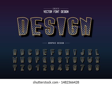 Halftone cartoon font and alphabet vector, Digital tall typeface letter and number design, Graphic text on background