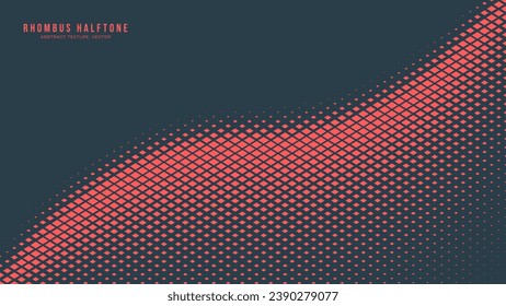 Halftone Checkered Rhombus Pattern Vector Smooth Curved Border Red Blue Abstract Background. Chequered Particles Texture Pop Art Design. Half Tone Contrast Graphic Minimalistic Art Wide Wallpaper