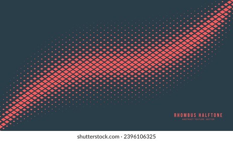 Halftone Checkered Rhombus Pattern Vector Red Form Smooth Curved Border Abstract Background. Chequered Particles Texture Pop Art Design. Half Tone Contrast Graphic Minimalistic Art Wide Wallpaper