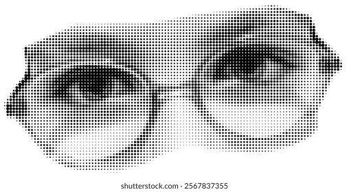 Halftone Child Eyes With Glasses Vector Illustration