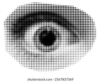 Halftone Child Wide Opened Eye Vector Illustration