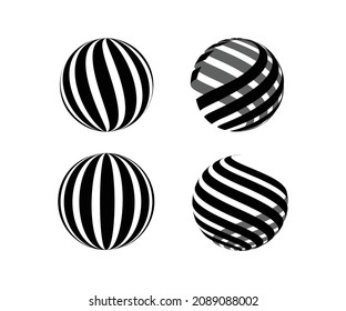 Halftone circle 3d sphere. Logo emblem design element for medical, treatment, cosmetic. Globe icon using circle line raster texture, Vector illustration 
