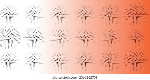 Halftone Kreis. Abstrakte gepunktete Kreise, geometrische Punkte rund um die Hälfte und Texturen der Pop-Art.