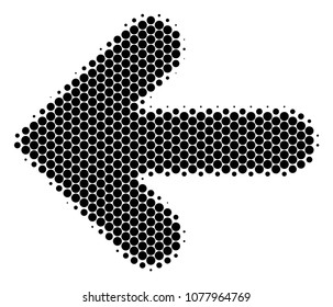 Halftone circle Arrow Left icon. Pictogram on a white background. Vector concept of arrow left icon designed of spheric pixels.
