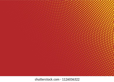 Halftone Circle Background, Abstract Dotted Background, Dots on Red Background, Halftone Effect, Comic Book Retro Print, Pop Art Style, Red and Yellow, Pattern with Circles, Dots, Vector illustration