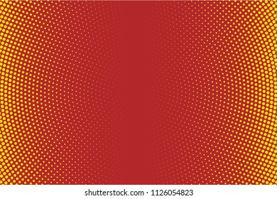 Halftone Circle Background, Abstract Dotted Background, Dots on Red Background, Halftone Effect, Comic Book Retro Print, Pop Art Style, Red and Yellow, Pattern with Circles, Dots, Vector illustration