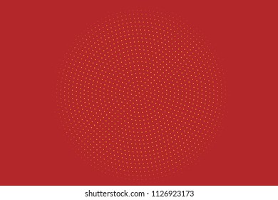 Halftone Circle Background, Abstract Dotted Background, Dots on Red Background, Halftone Effect, Comic Book Retro Print, Pop Art Style, Red and Yellow, Pattern with Circles, Dots, Vector illustration