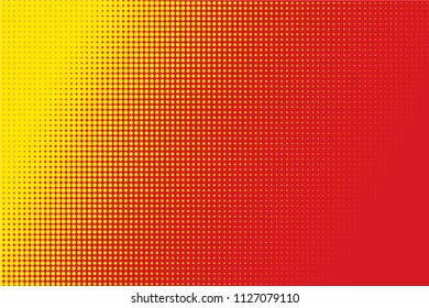 Halftone Circle Background, Abstract Dotted Background, Dots on Red Background, Halftone Effect, Comic Book Retro Print, Pop Art Style, Red and Yellow, Pattern with Circles, Dots, Vector illustration