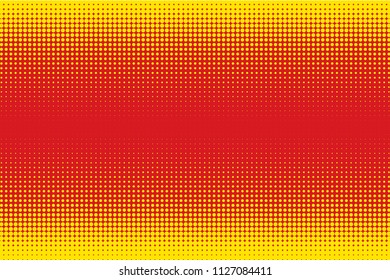 Halftone Circle Background, Abstract Dotted Background, Dots on Red Background, Halftone Effect, Comic Book Retro Print, Pop Art Style, Red and Yellow, Pattern with Circles, Dots, Vector illustration