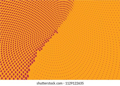 Halftone Circle Background, Abstract Dotted Background, Dots on Red Background, Halftone Effect, Comic Book Retro Print, Pop Art Style, Red and Yellow, Pattern with Circles, Dots, Vector illustration