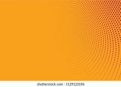 Halftone Circle Background, Abstract Dotted Background, Dots on Red Background, Halftone Effect, Comic Book Retro Print, Pop Art Style, Red and Yellow, Pattern with Circles, Dots, Vector illustration