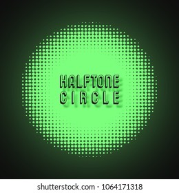 Halftone circle background. Half tone round dots sticker. Vector illustration