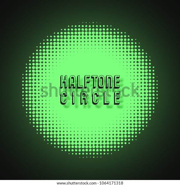Halftone circle background. Half tone round\
dots sticker. Vector\
illustration