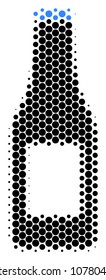 Halftone circle Beer Bottle icon. Pictogram on a white background. Vector pattern of beer bottle icon combined of sphere elements.