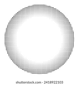 Halftone circle black color on white background