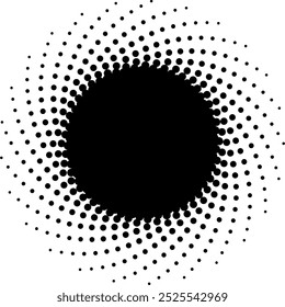 Halftone circle. Black empty frame. Abstract dot art