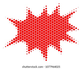 Halftone circle Boom Bang icon. Pictogram on a white background. Vector concept of boom bang icon constructed of spheric elements.