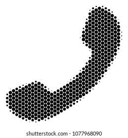 Halftone circle Call icon. Pictogram on a white background. Vector collage of call icon organized of circle spots.