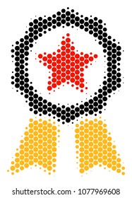 Halftone circle Certificate Seal icon. Pictogram on a white background. Vector composition of certificate seal icon created of circle items.