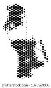 Halftone circle Chinese Macau Map. Vector geographical map on a white background. Vector collage of Chinese Macau Map done of circle items.