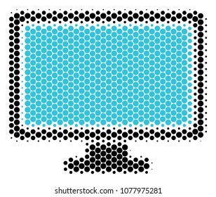 Halftone circle Computer Display icon. Pictogram on a white background. Vector mosaic of computer display icon made of sphere blots.
