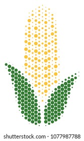 Halftone circle Corn icon. Pictogram on a white background. Vector concept of corn icon combined of sphere items.