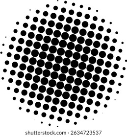 Halftone Circle Design Element Black and White