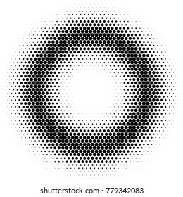 Halftone circle design element, round banner. Vector illustration