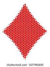 Halftone circle Diamonds Suit icon. Pictogram on a white background. Vector concept of diamonds suit icon made of circle spots.