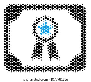 Halftone circle Diploma icon. Pictogram on a white background. Vector pattern of diploma icon constructed of round blots.