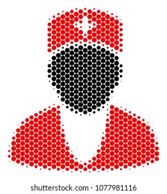 Halftone circle Doctor icon. Pictogram on a white background. Vector pattern of doctor icon designed of spheric dots.