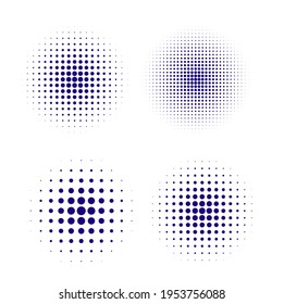 Halftone circle dots 3d sphere. Logo emblem design element vector illustration.