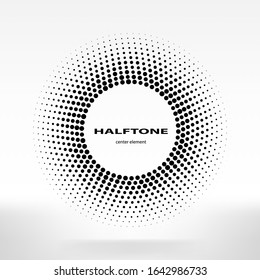 Halftone Circle Halftone Dots Frame Center Element. EPS10 Vector