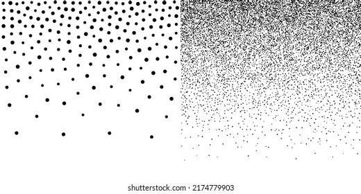 Halftone circle dots gradient backgrounds set. Random dots texture. Vector illustration