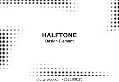 Halftone Circle Dots Twist Gradient Background Pattern. Half Tone Swirl Frame. Faded Grain Noise Texture. Comic Halftone Effect. Vector Template.