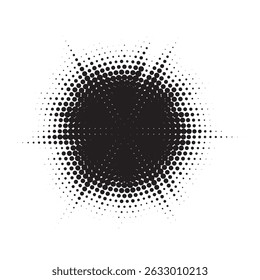 Halftone circle dotted frame circularly distributed. Abstract dots logo emblem design element. Round border Icon using random halftone circle dot texture. Half tone circular background pattern.	