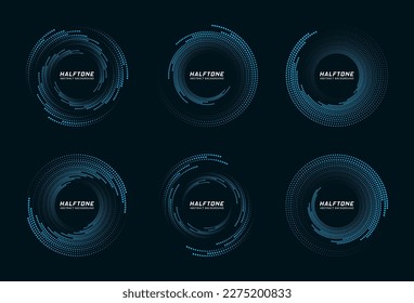 Halftone circle dotted frames. Geometric art. Design element for frame, logo, tattoo, web pages, prints, posters, template.