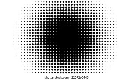 Halftone circle, duotone dot pattern on white background